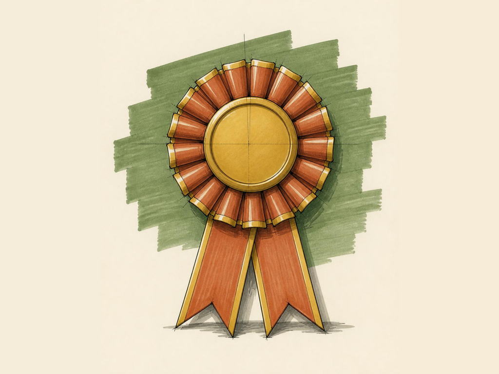 Marker sketch of a blank award rosette ribbon