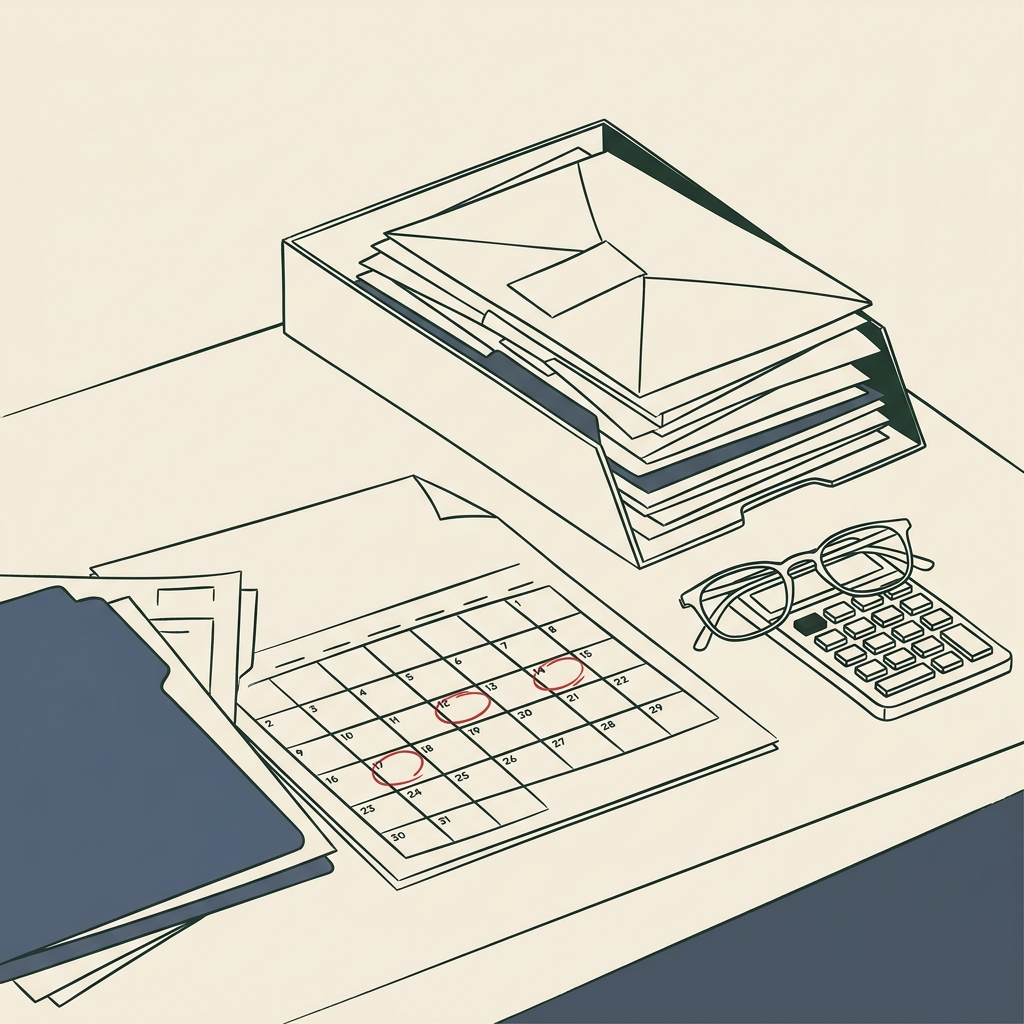 Line illustration of an accounting firm office