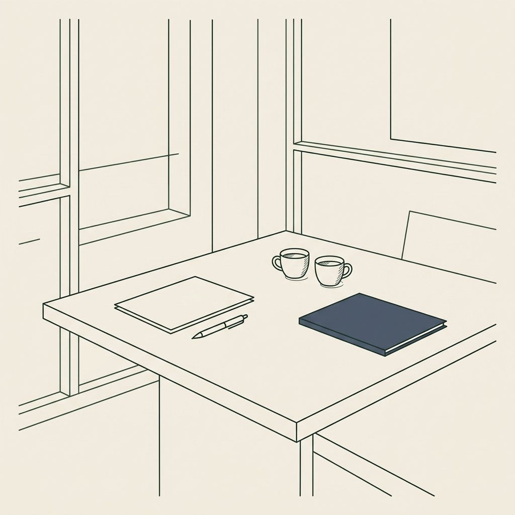 Line illustration of an accounting firm office