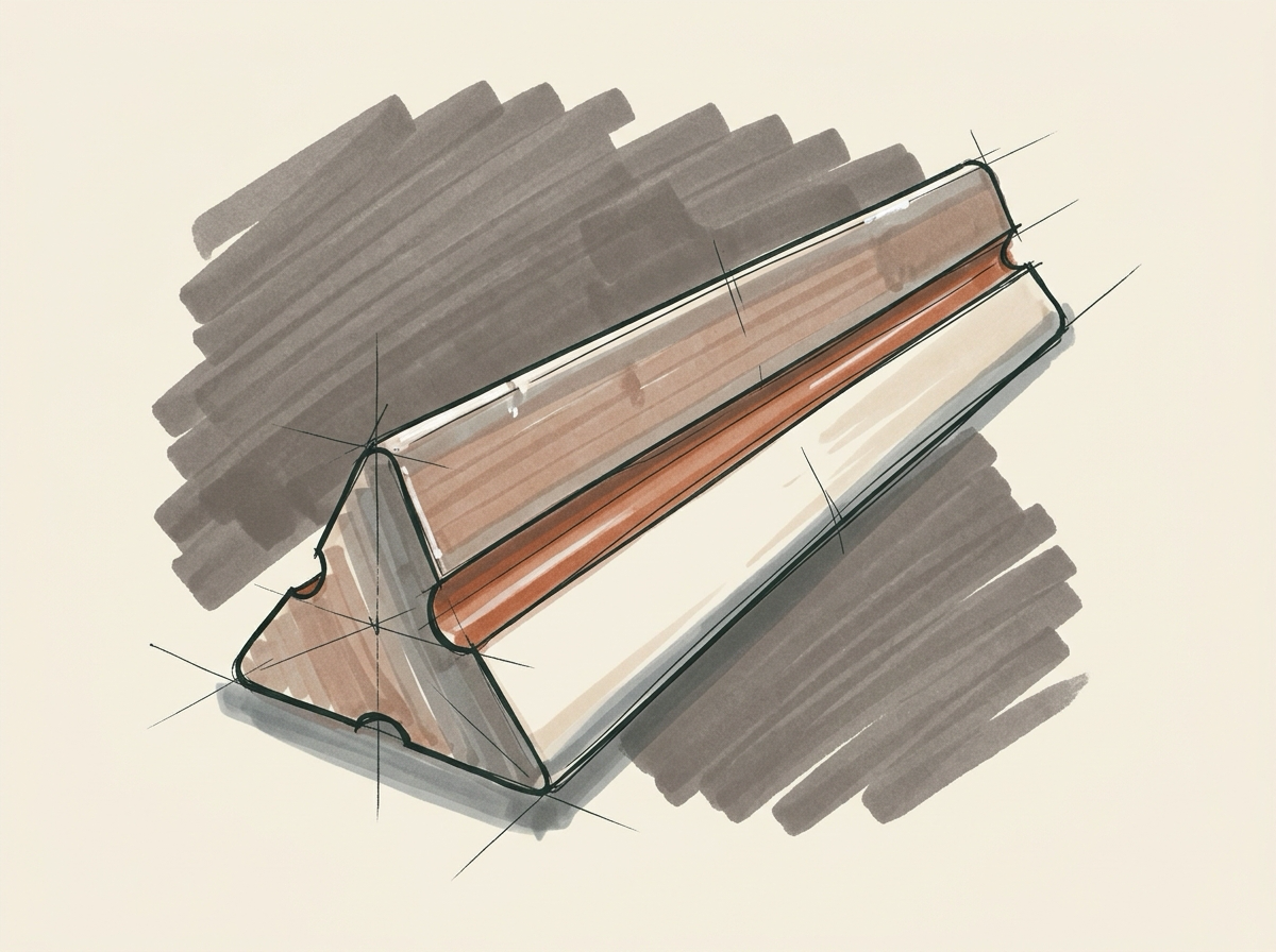 Marker sketch of a rolled blueprint tube with one sheet drawn partly out