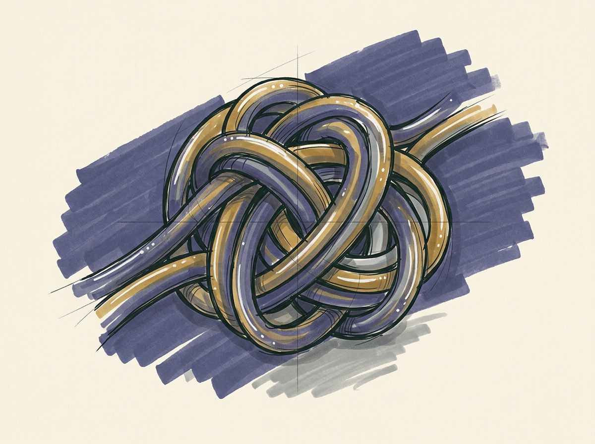 Marker sketch of a brass magnifying glass standing upright in its own turned stand