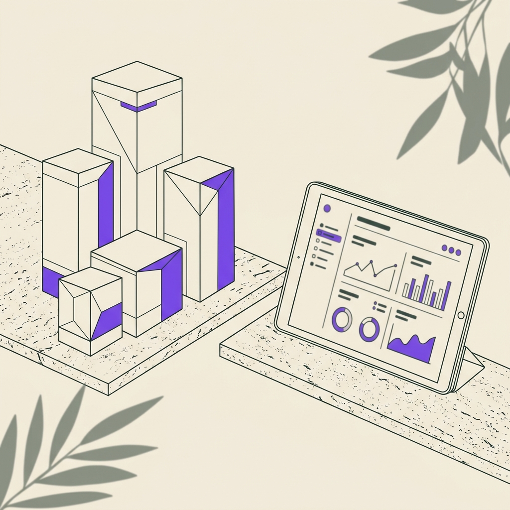 Line illustration of an e-commerce and DTC brand storefront