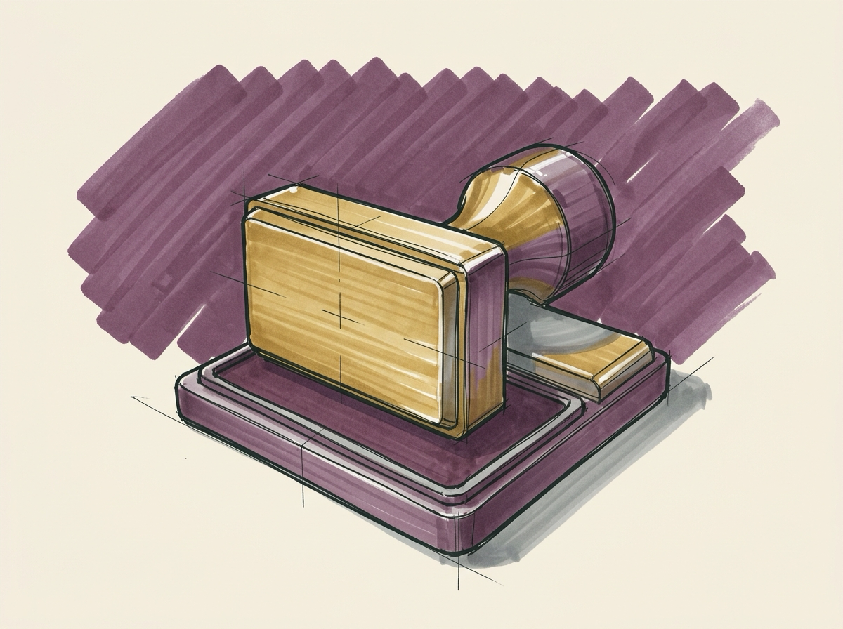 Marker sketch of a shipping carton with brass-cornered edges and its flaps open