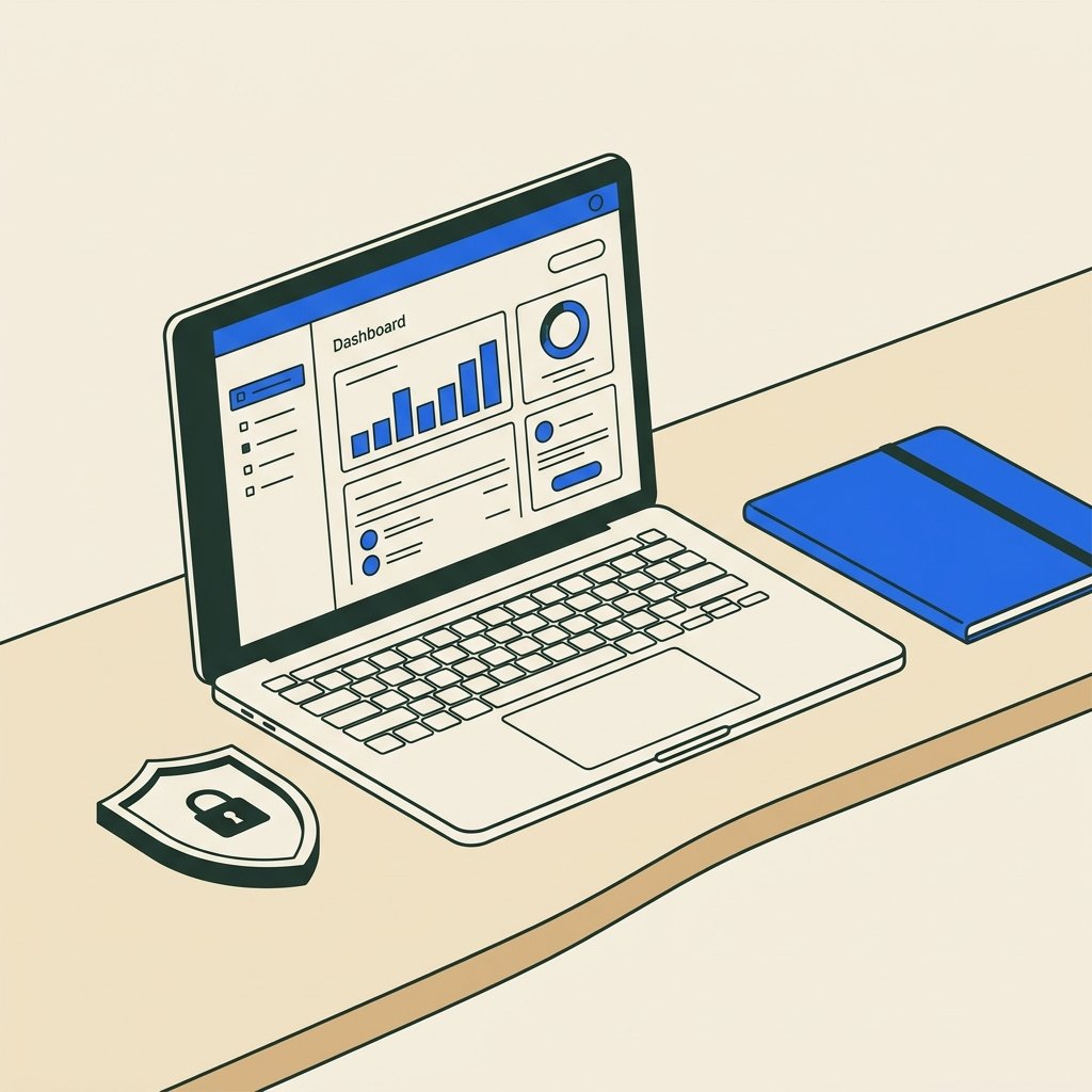 Line illustration of a fintech and lending office
