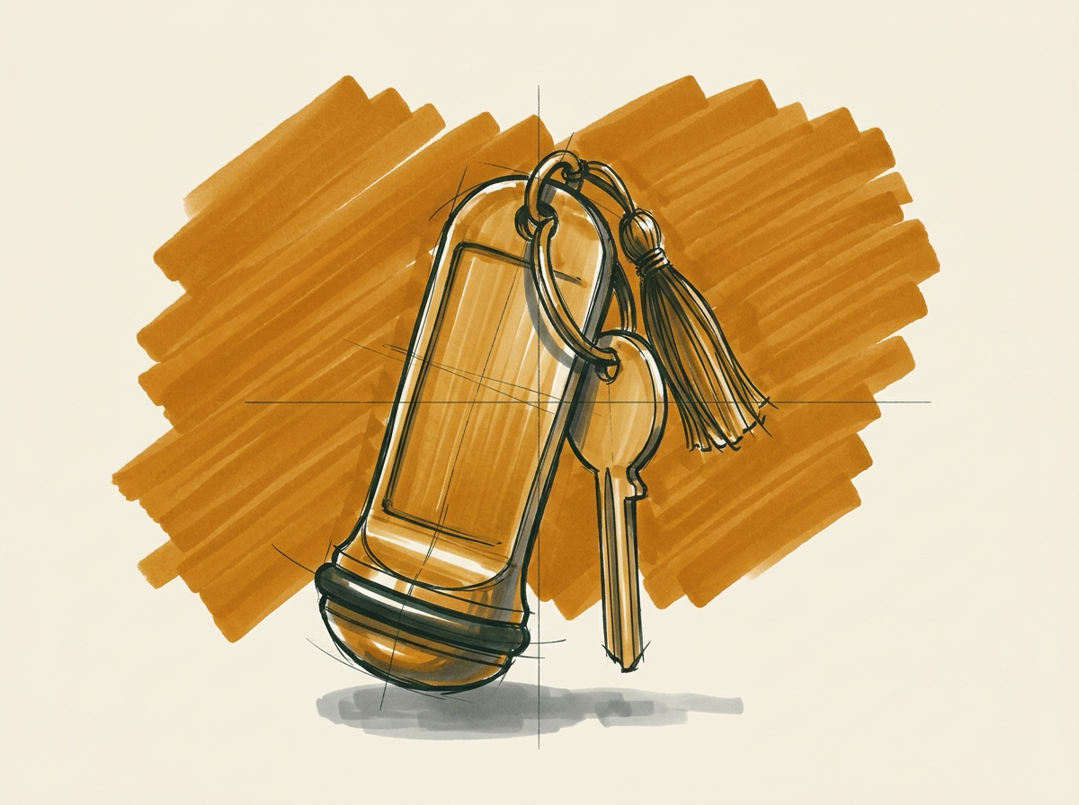 Marker sketch of a brass hotel desk bell with a domed top