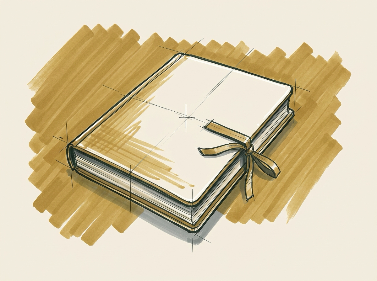 Marker sketch of a gavel resting on its round sound block