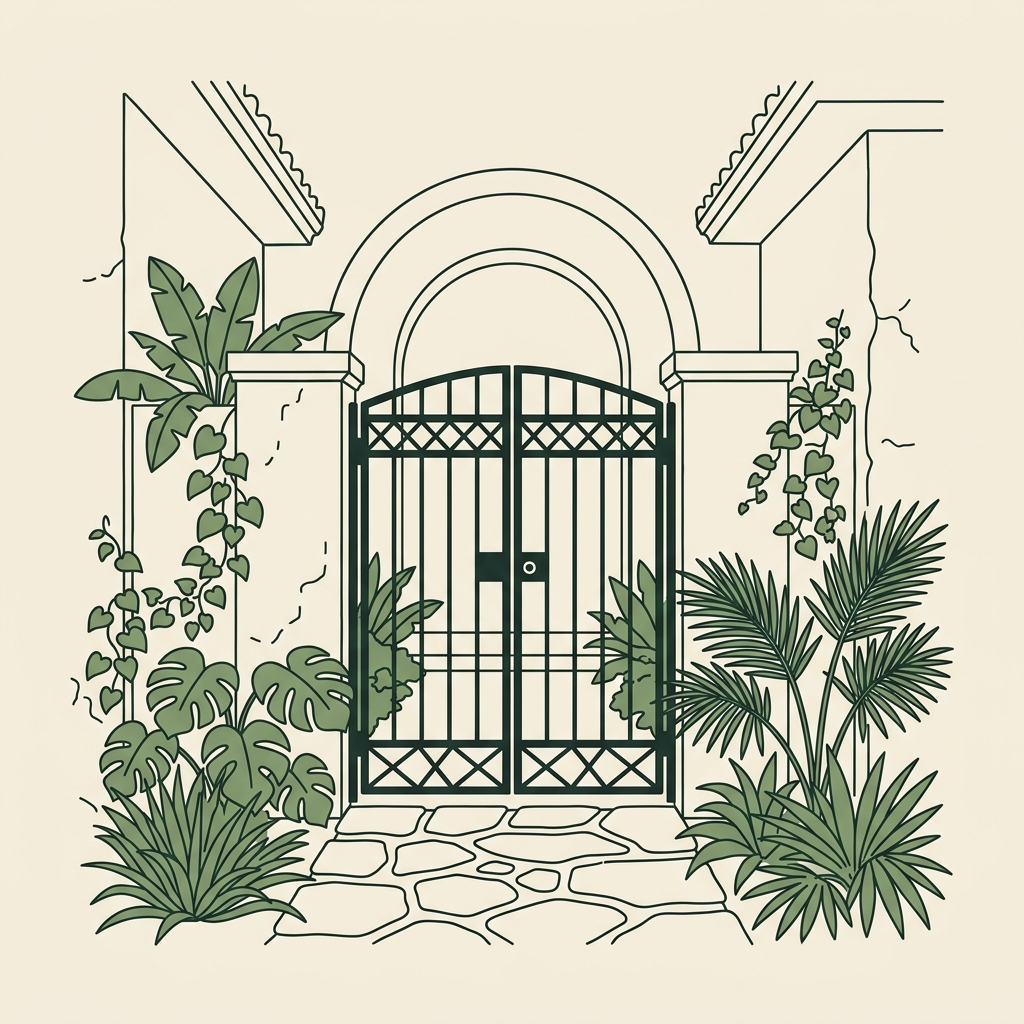Line illustration of a real estate brokerage