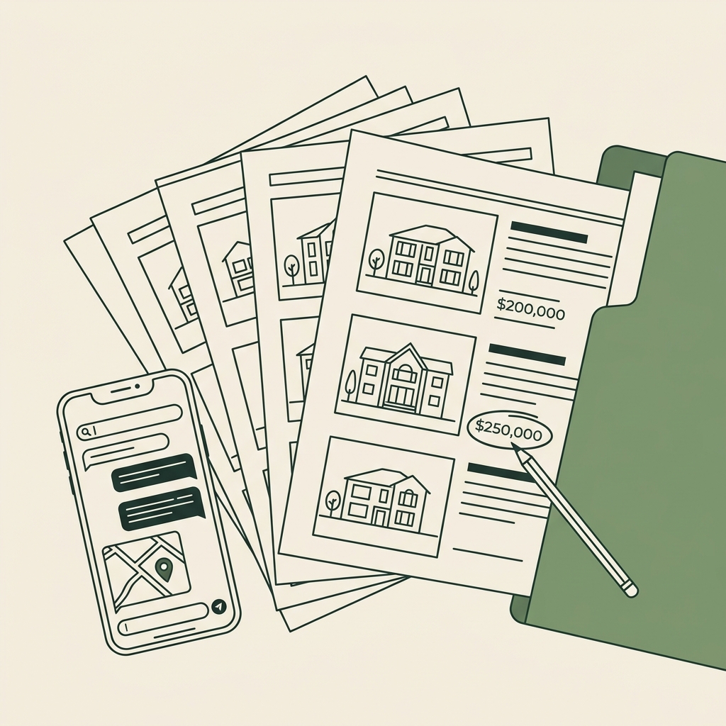 Line illustration of a real estate brokerage