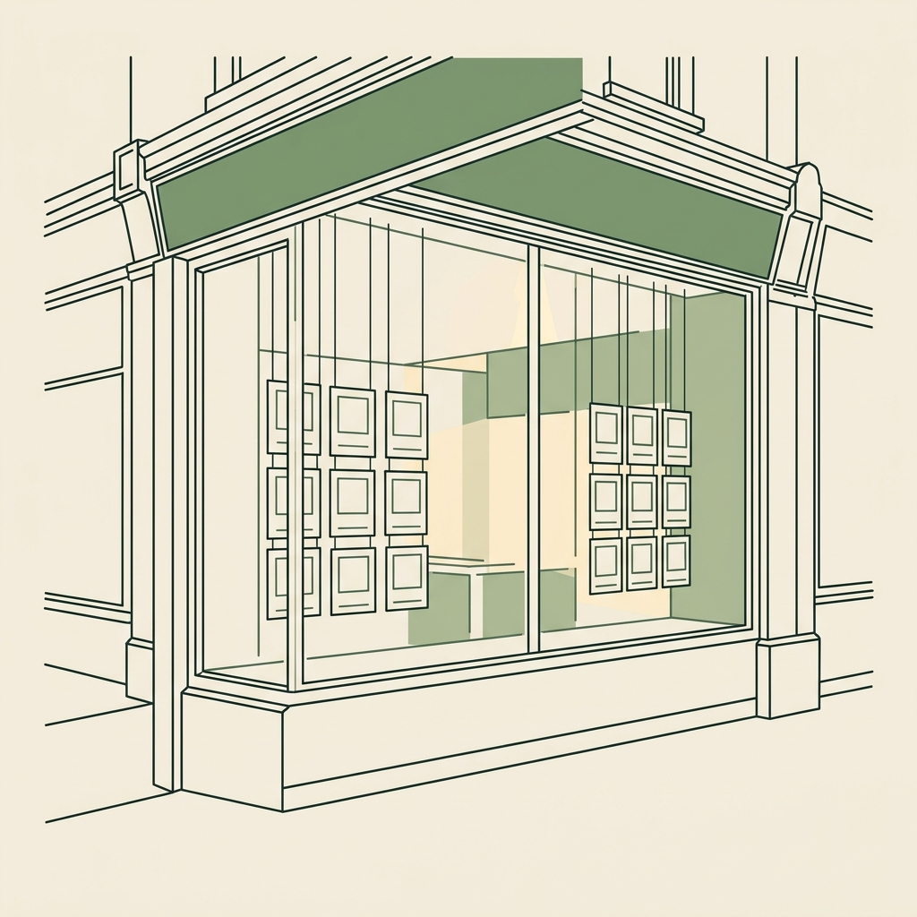 Line illustration of a real estate brokerage