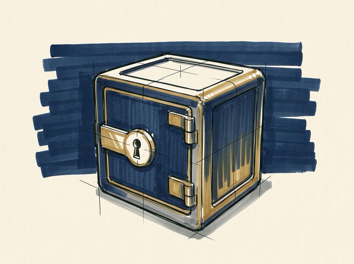 Marker sketch of a brass-cased desk barometer on a turned wooden base