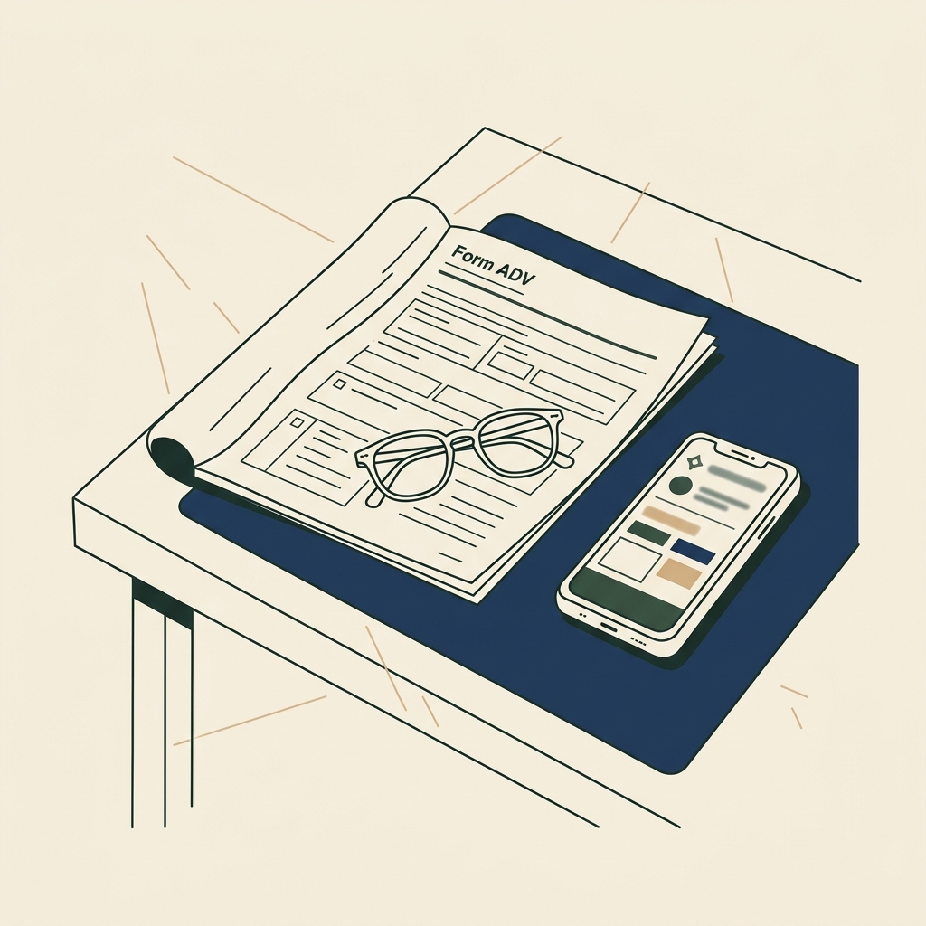 Line illustration of a wealth management office