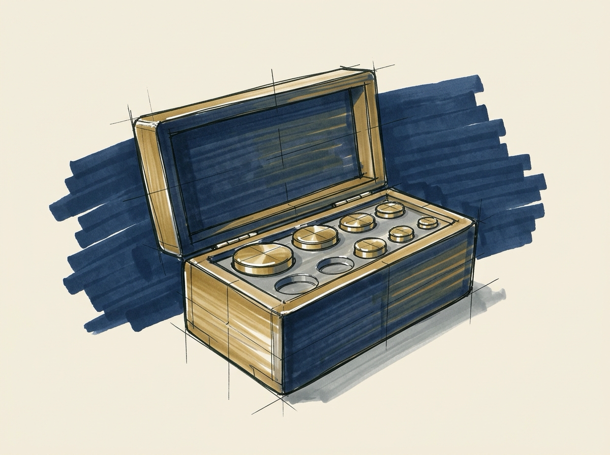 Marker sketch of a brass-cased desk barometer on a turned wooden base