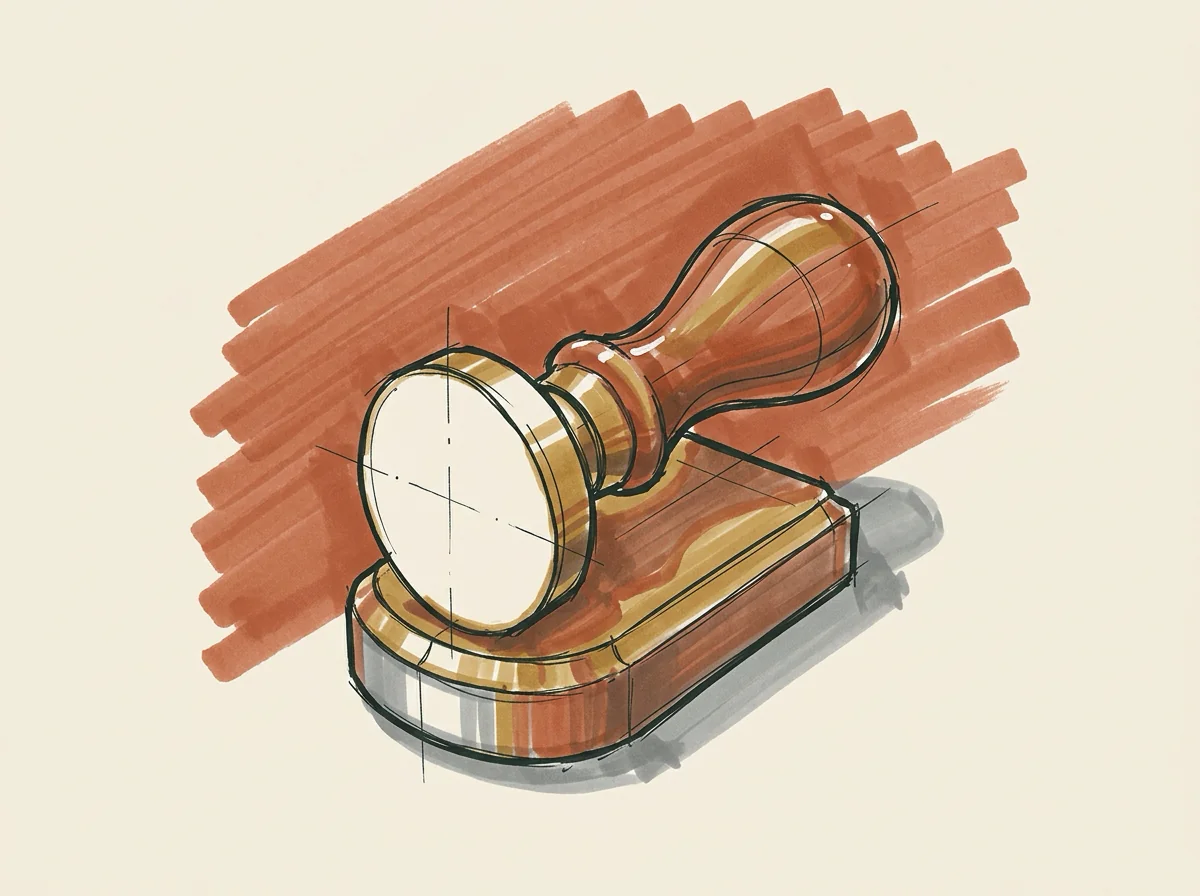 Line-art of website, registry, and profile documents cross-checked by a magnifying loupe for entity consistency