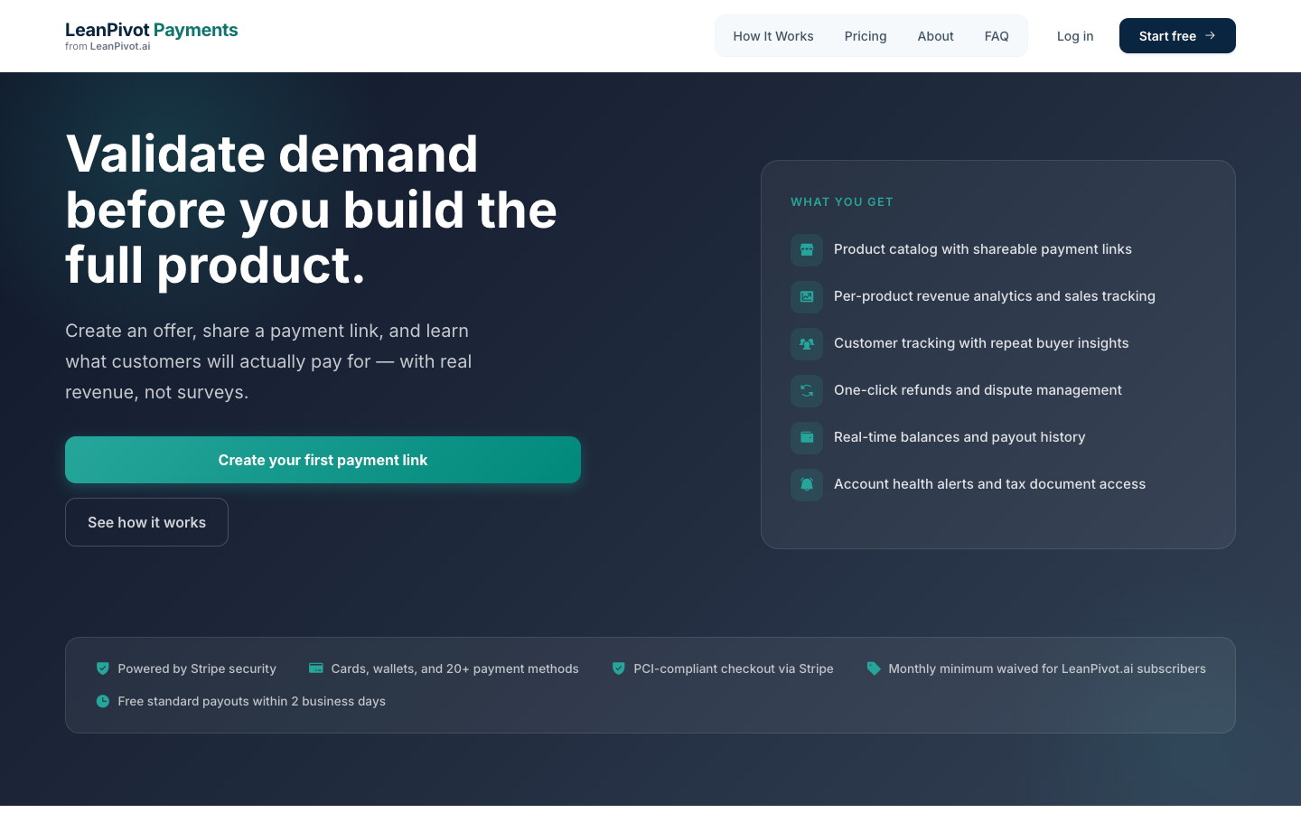 LeanPivot Payments hero screenshot